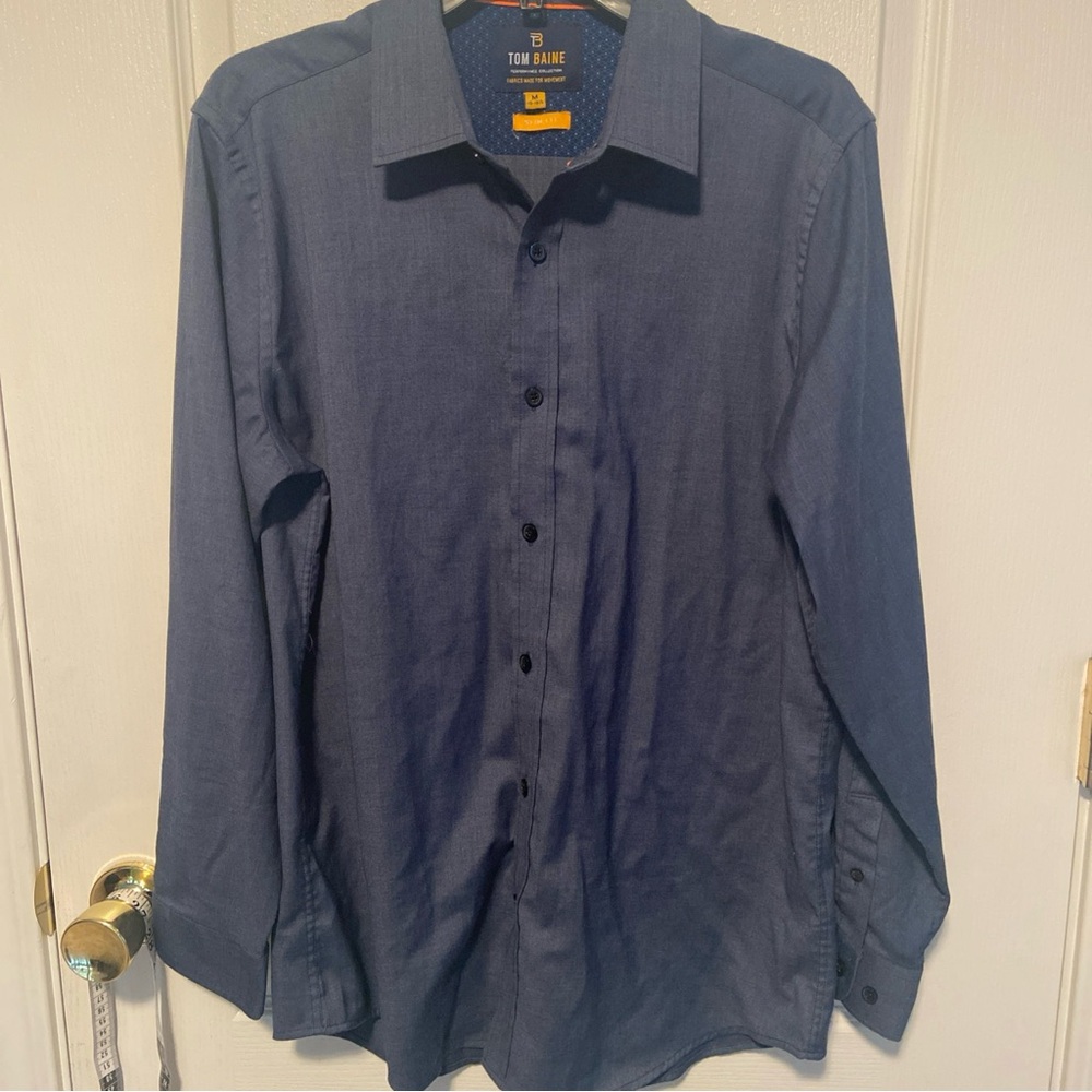 Tom Baine Men's Navy Dress Shirt size medium slim fit